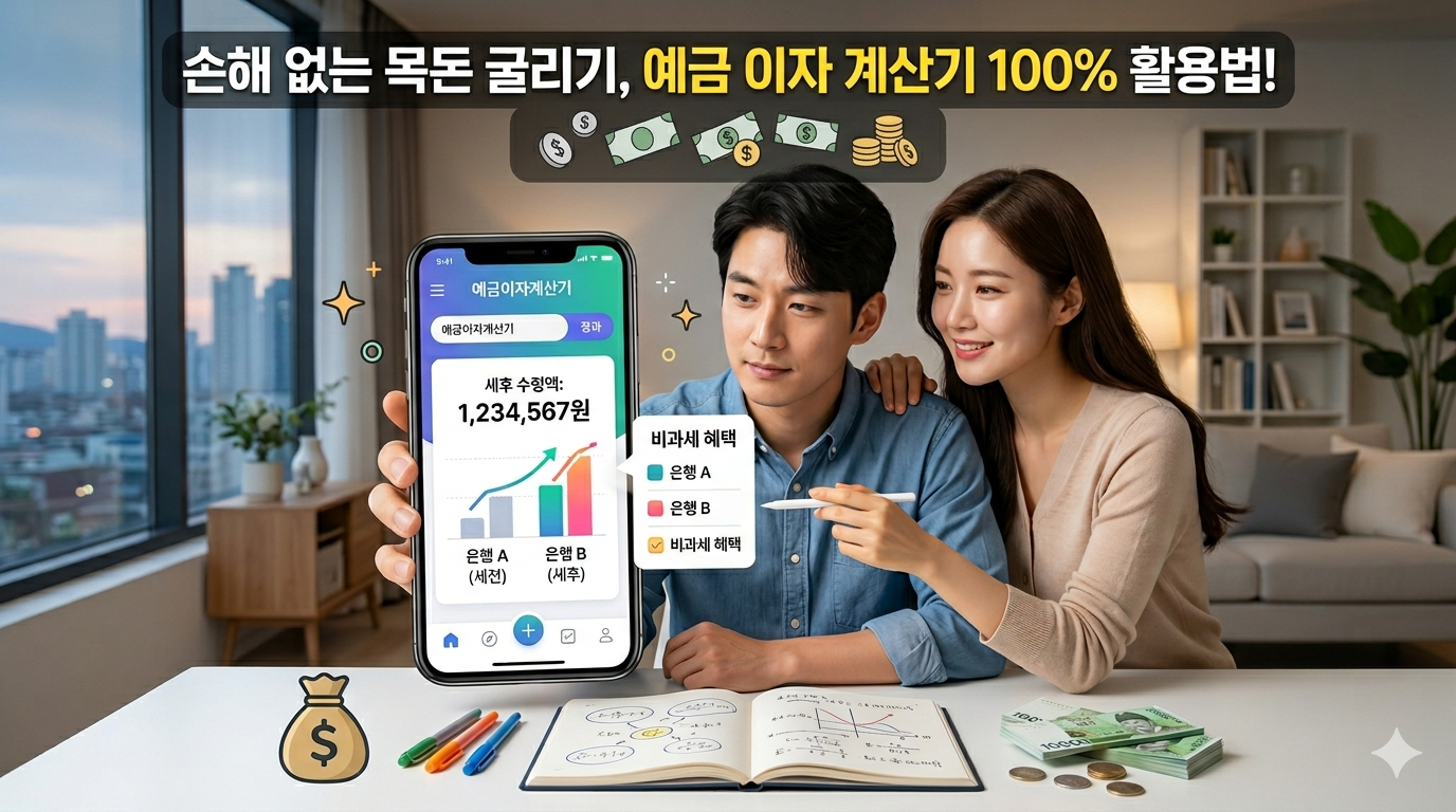 금리 높은 곳 찾기 전 필수! 예금 이자 계산기로 세금 떼고 내 손에 들어오는 진짜 돈 계산하기