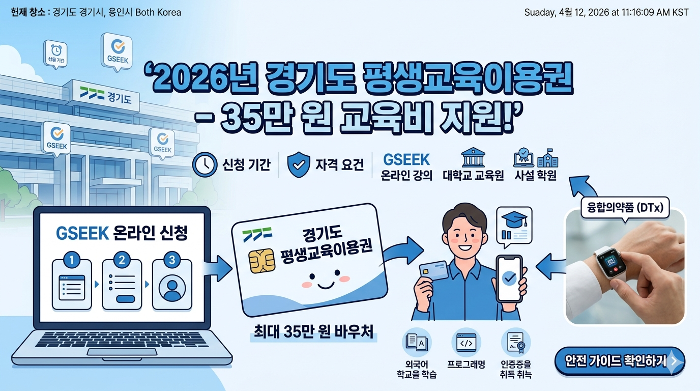 2026년 경기도 평생교육이용권 완벽 정리: 최대 35만 원 교육비 지원받는 법